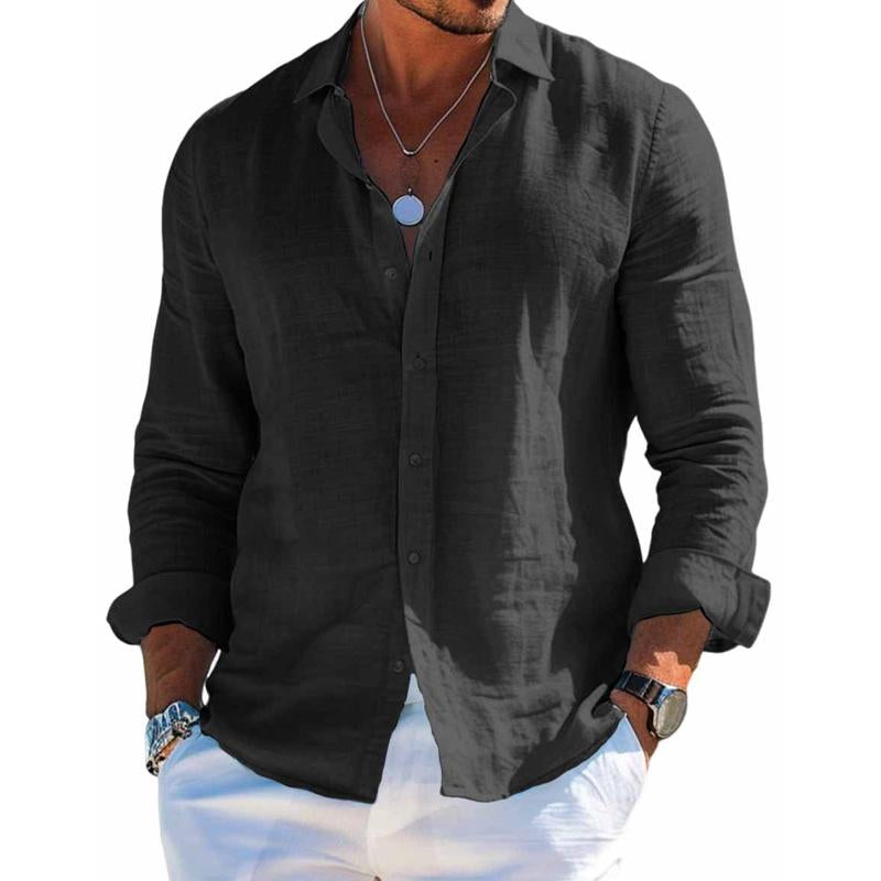 Logan | Men's Cotton Linen Shirt Breathable Casual Lapel Long Sleeve