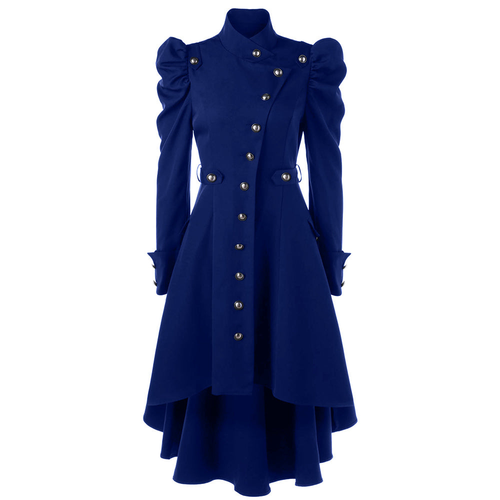 Variant image for Women's Medieval Retro Jacket – Standing Collar, Midi Length, Tailored Fit, Polyester, Perfect for Fall and Winter-22