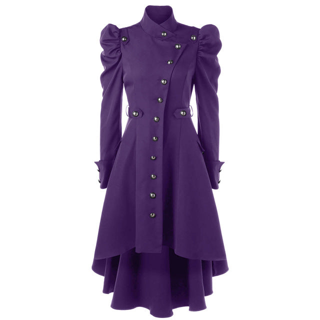 Variant image for Women's Medieval Retro Jacket – Standing Collar, Midi Length, Tailored Fit, Polyester, Perfect for Fall and Winter-29