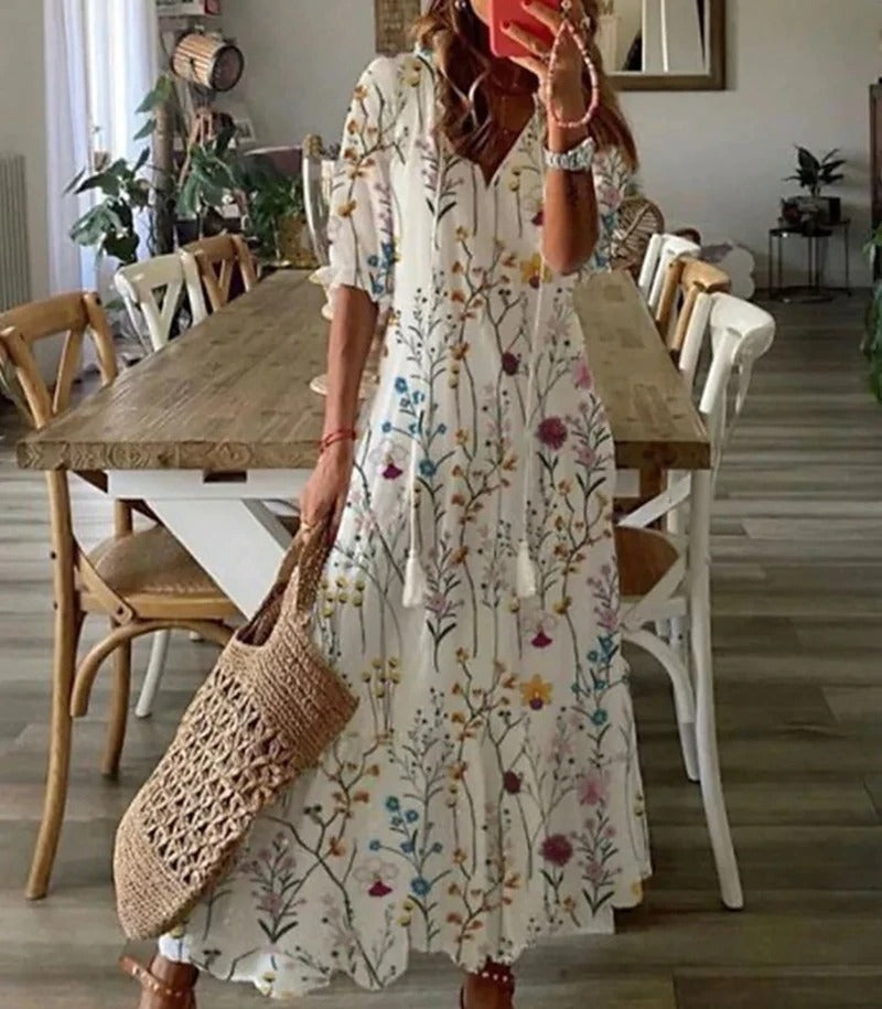 Variant image for Women's Bohemian Maxi Dress – Flowing Silhouette, Relaxed Fit, Lightweight Fabric, Perfect for Summer-37