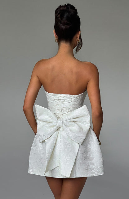 Women's White Summer Dress – Elegant Mini Length, Regular Fit, Lightweight Polyester