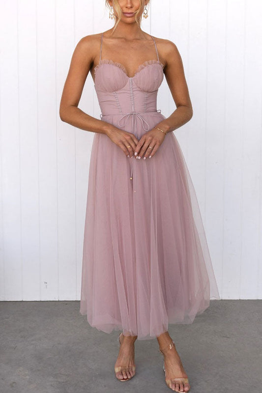 Rosie | Fairytale Maxi Dress Elegant Halter Formal Gown with Lace Detail