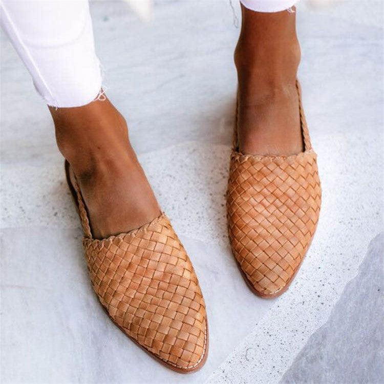 Elsie | Woven Leather Flats for Women Chic Pointed-Toe Slip-On Shoes