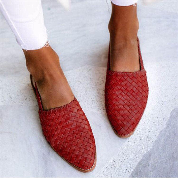 Elsie | Woven Leather Flats for Women Chic Pointed-Toe Slip-On Shoes