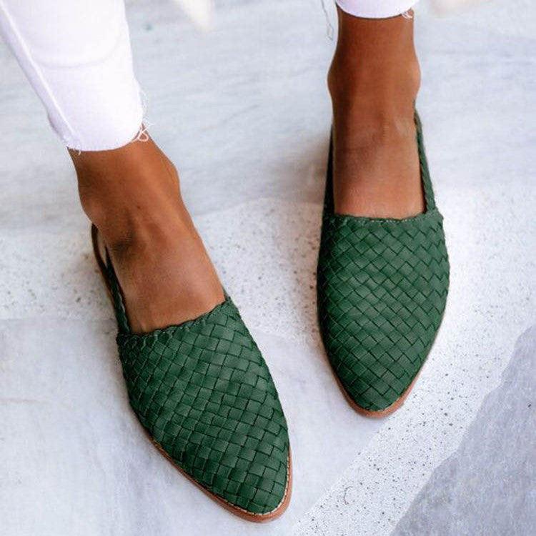 Elsie | Woven Leather Flats for Women Chic Pointed-Toe Slip-On Shoes