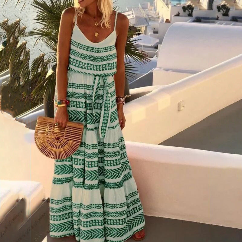 Variant image for Women's Bohemian Maxi Dress – Tiered Design, Spaghetti Straps, Flowing Fit, Breathable Cotton Blend, Summer Ready-6