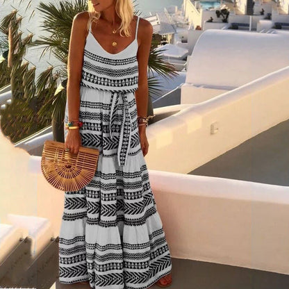 Variant image for Women's Bohemian Maxi Dress – Tiered Design, Spaghetti Straps, Flowing Fit, Breathable Cotton Blend, Summer Ready-11