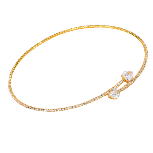Women's Rhinestone Heart Choker Necklace – Elegant Open Collar, Adjustable Fit, Lightweight