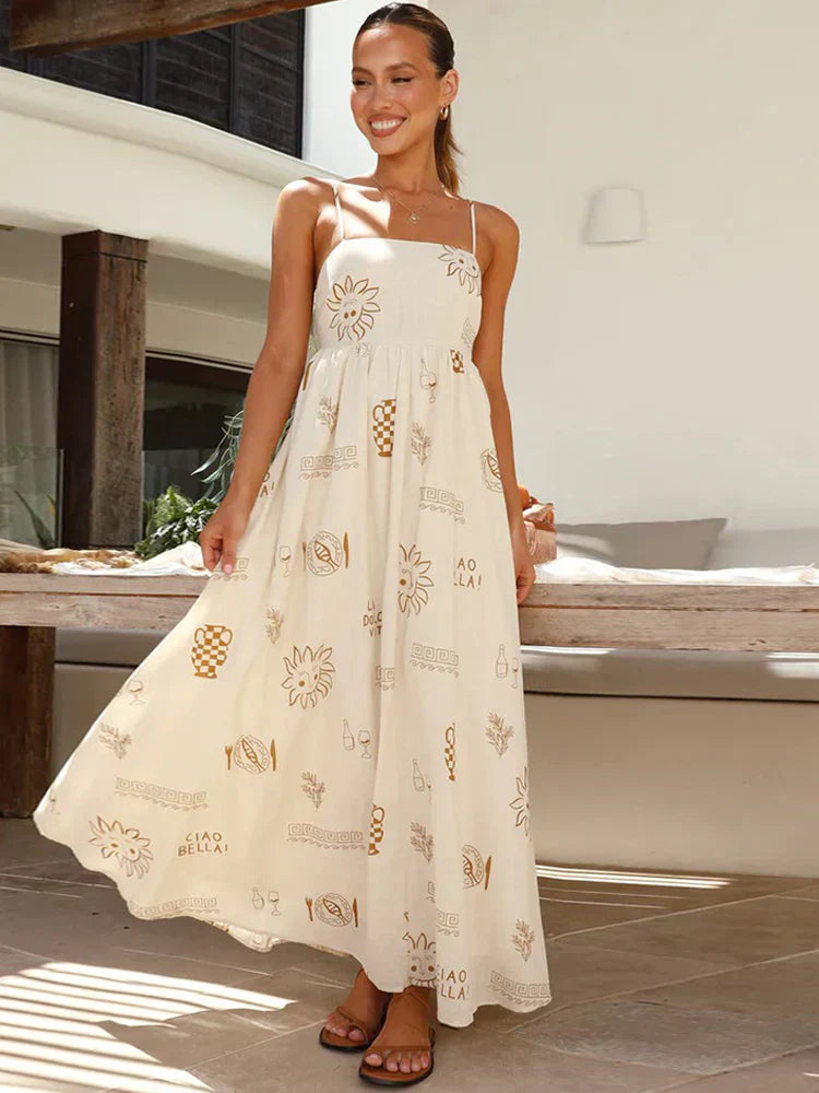 Variant image for Women's Floral Maxi Dress – Lightweight A-Line, Spaghetti Straps, Casual Summer Wear-1