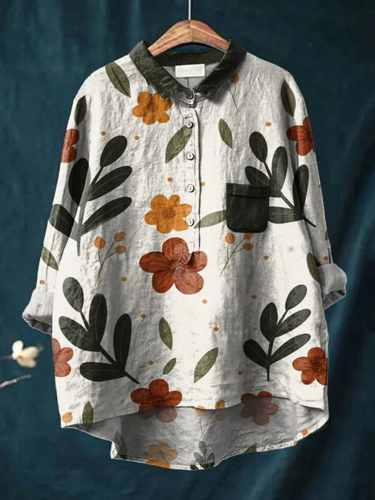 Lottie | Botanic Art Women’s Cotton Tee Breathable Floral Print Shirt for Spring Comfort