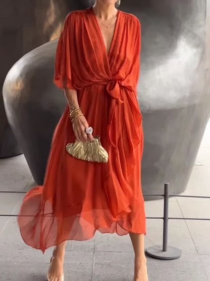 Variant image for Women's Printed Sleeveless Maxi Dress – Flowy Fit, Summer Essential, Lightweight-49