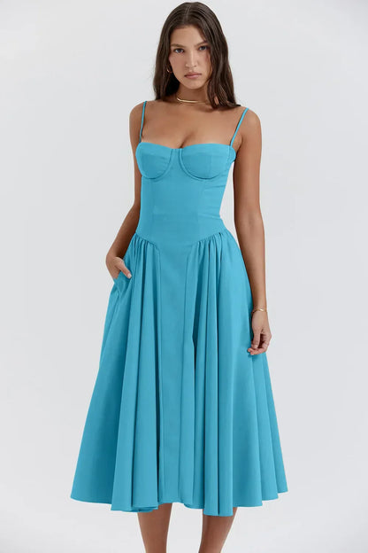 Variant image for Women's Midi Cocktail Dress – Sleeveless Corset Fit, Flattering Polyester, Perfect for Summer-51