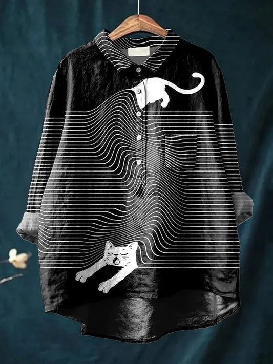Aurora | Cat Art Print Tee Women's Graphic Shirt for Casual Chic Style