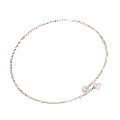 Women's Rhinestone Heart Choker Necklace – Elegant Open Collar, Adjustable Fit, Lightweight
