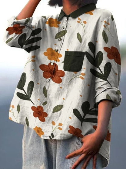 Lottie | Botanic Art Women’s Cotton Tee Breathable Floral Print Shirt for Spring Comfort