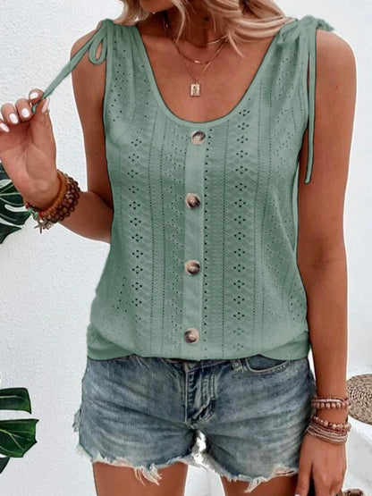 Variant image for Women's White Tank Top – Soft Breathable Fabric, Loose Fit, Versatile Style-22