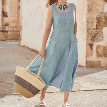 Women's Long Sleeve Maxi Dress – Elegant Flowing Design, Breathable Polyester, Summer Ready