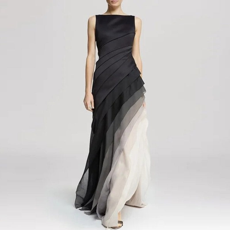 Variant image for Women's Elegant Evening Gown – Sleeveless Layered A-Line, Floor-Length Chiffon, Perfect for Formal Events-1