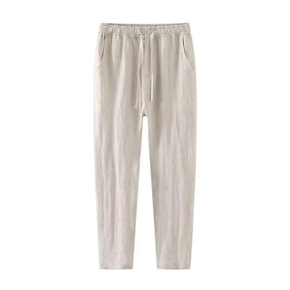 George | Men's Linen Trousers Lightweight Ankle-Length Summer Pants
