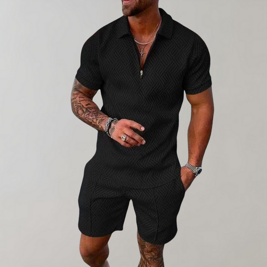 Elliot | Men’s Summer Polo & Shorts Set Zip Neck Casual 2-Piece Outfit