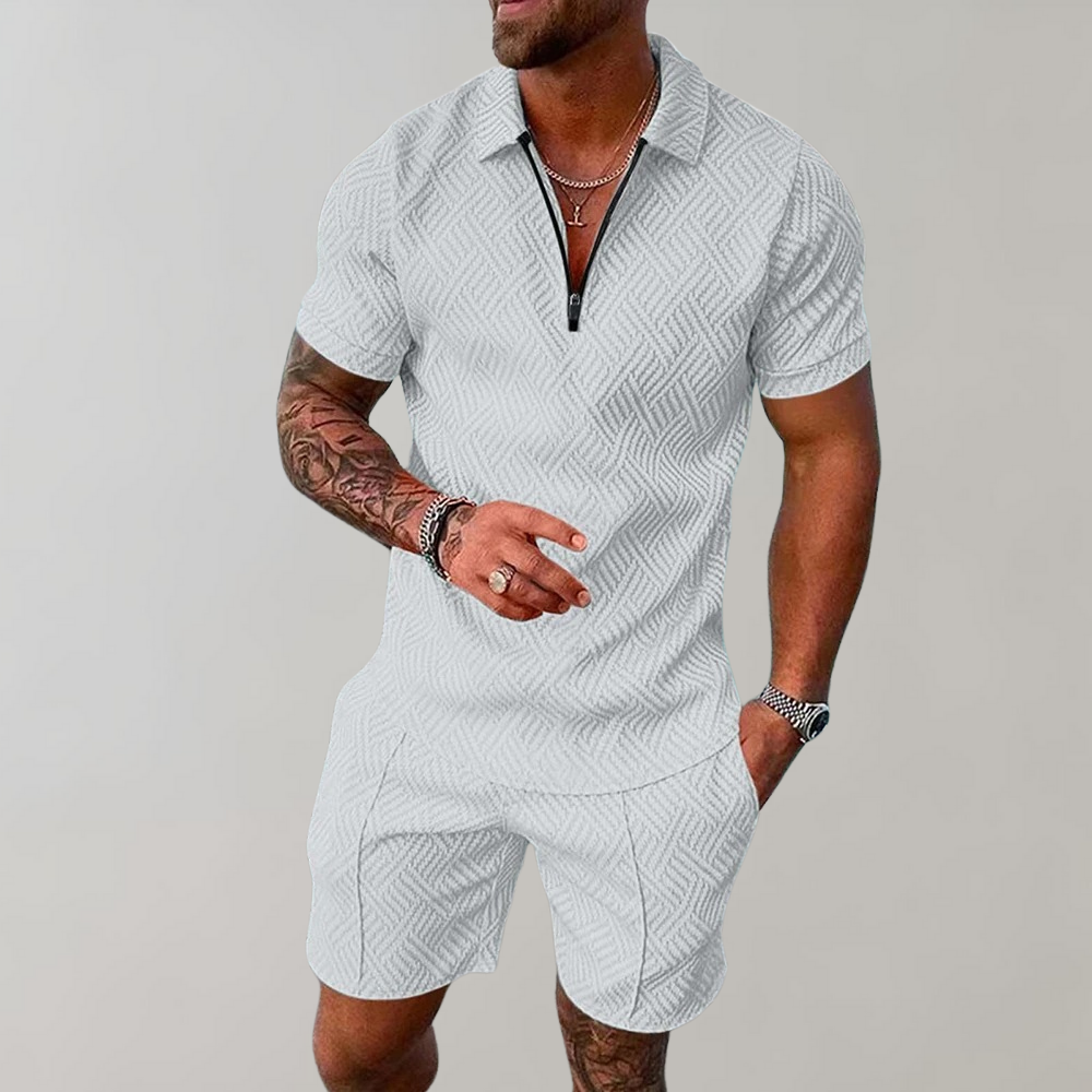 Elliot | Men’s Summer Polo & Shorts Set Zip Neck Casual 2-Piece Outfit