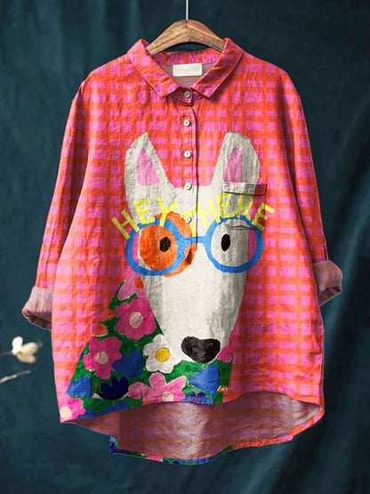 Ada | Dog Art Print T-Shirt Playful Graphic Tee in Soft Polyester