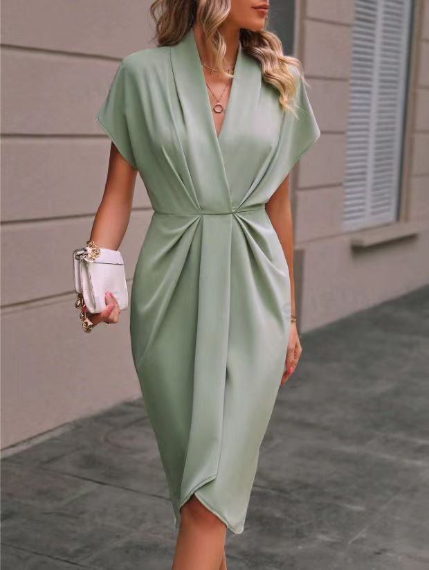 Orla | Elegant Wrap Midi Dress for Women Flattering V-Neck Office Look
