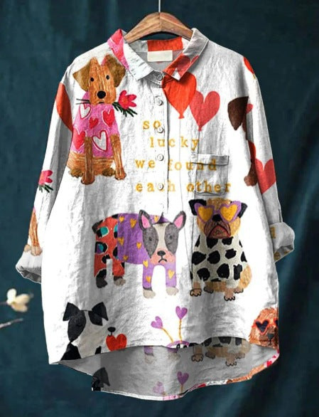 Ada | Dog Art Print T-Shirt Playful Graphic Tee in Soft Polyester
