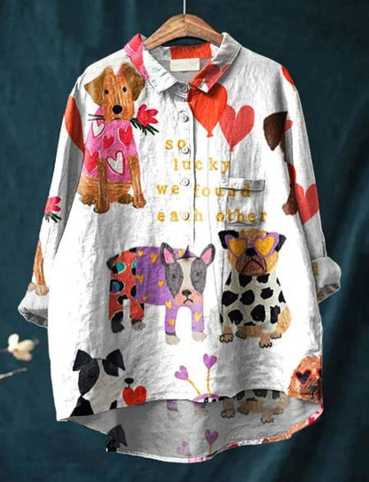 Ada | Dog Art Print T-Shirt Playful Graphic Tee in Soft Polyester