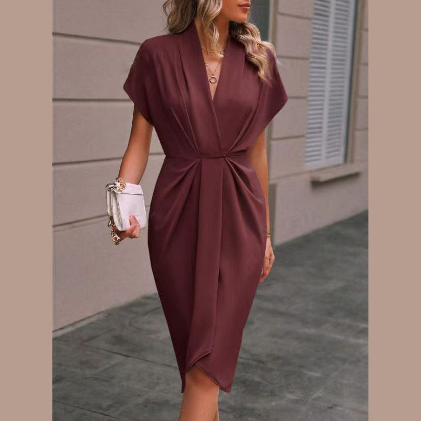 Orla | Elegant Wrap Midi Dress for Women Flattering V-Neck Office Look
