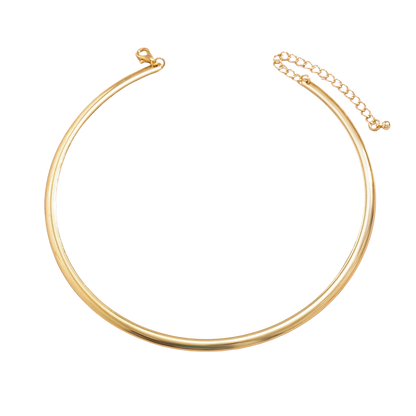 Women's Chunky Circle Torques Necklace – Trendy Choker Style, Lightweight Metal Alloy, Adjustable Fit
