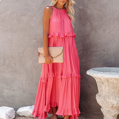 Variant image for Women's Ruffled Maxi Dress – Sleeveless High-Low Hem, Flowy Fit, Lightweight Viscose Blend, Perfect for Summer-1