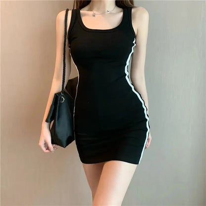 Women's Casual Summer Dress – Slim Fit, Stretch Fabric, Spaghetti Strap