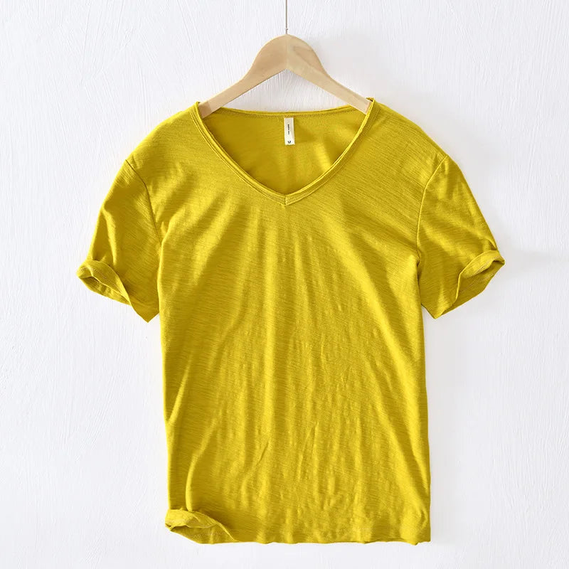 Daniel | Men's V-Neck Cotton T-Shirt Lightweight Breathable Casual Summer Tee