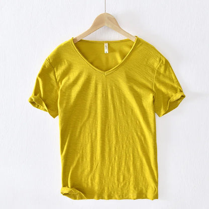 Daniel | Men's V-Neck Cotton T-Shirt Lightweight Breathable Casual Summer Tee