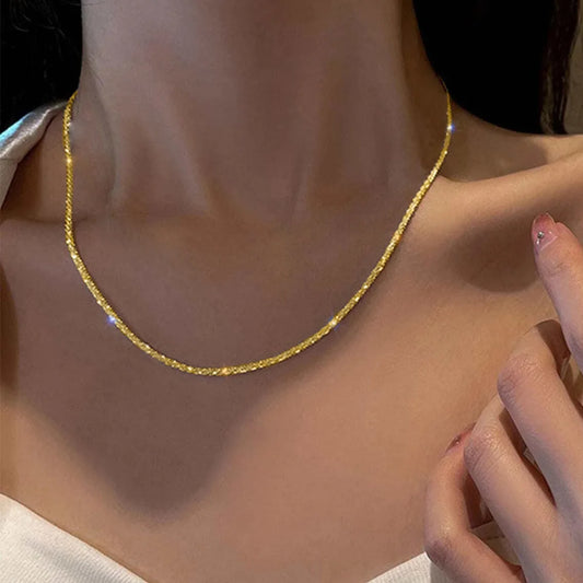 Variant image for Women's Silver Sparkling Choker Necklace – Trendy Clavicle Chain, Adjustable Length, Lightweight Design-1
