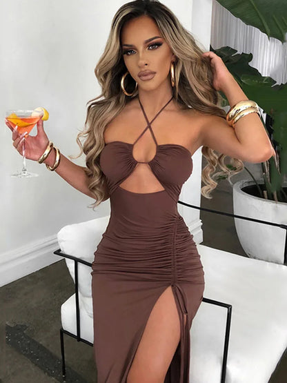 Variant image for Women's Black Backless Bodycon Midi Dress – Sleek Slim Fit, Perfect for Night Club Parties-5