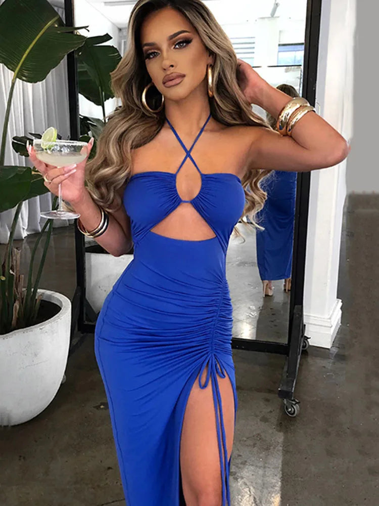 Variant image for Women's Black Backless Bodycon Midi Dress – Sleek Slim Fit, Perfect for Night Club Parties-3