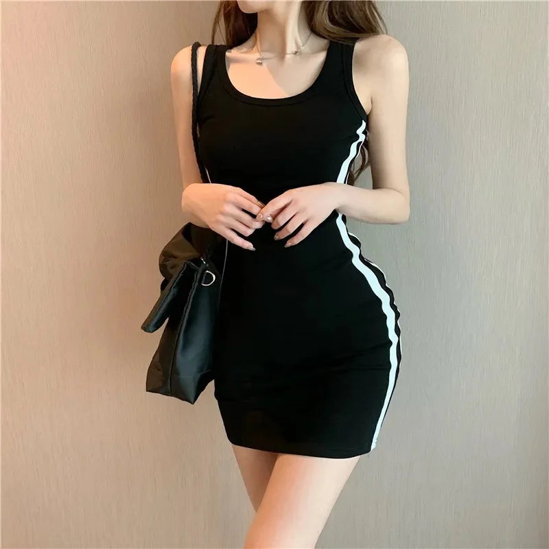Women's Casual Summer Dress – Slim Fit, Stretch Fabric, Spaghetti Strap