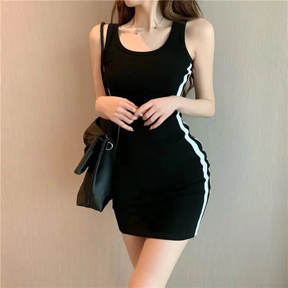 Women's Casual Summer Dress – Slim Fit, Stretch Fabric, Spaghetti Strap