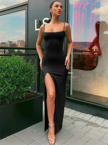Women's Summer Bodycon Dress – Sexy Spaghetti Strap, Sheath Fit, Solid Color