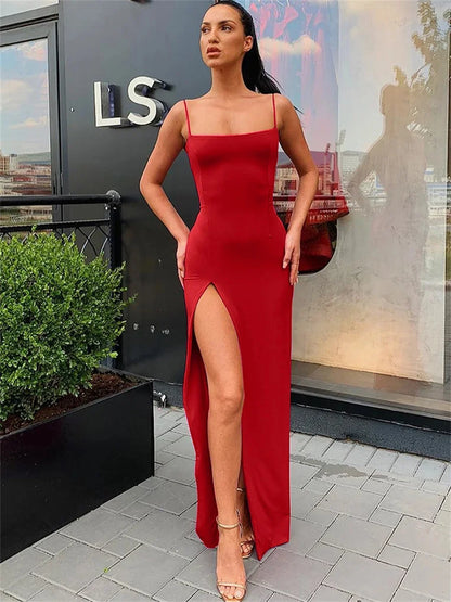 Women's Summer Bodycon Dress – Sexy Spaghetti Strap, Sheath Fit, Solid Color