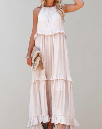 Variant image for Women's Flowy Maxi Dress – High Neck, Sleeveless, Ruffle Detail, Lightweight, Summer Ready-6