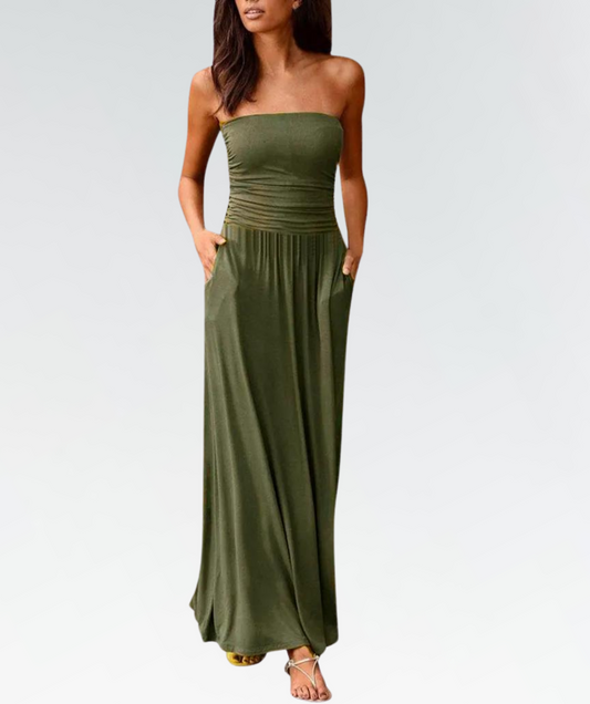 Women's Flowy White Maxi Dress – Lightweight Cotton Blend, Sleeveless, Elegant Patterns, Summer Ready