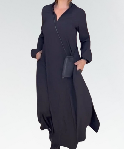 Women's Maxi Summer Dress – Elegant V-Neck, Flowy Fit, Lightweight Polyester
