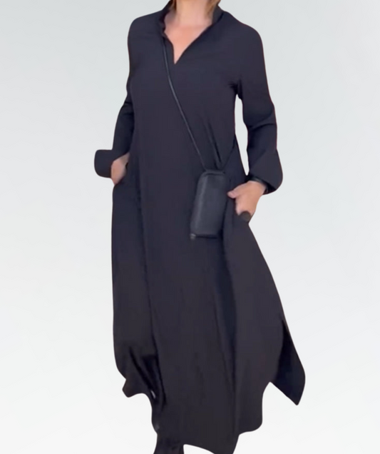 Women's Maxi Summer Dress – Elegant V-Neck, Flowy Fit, Lightweight Polyester