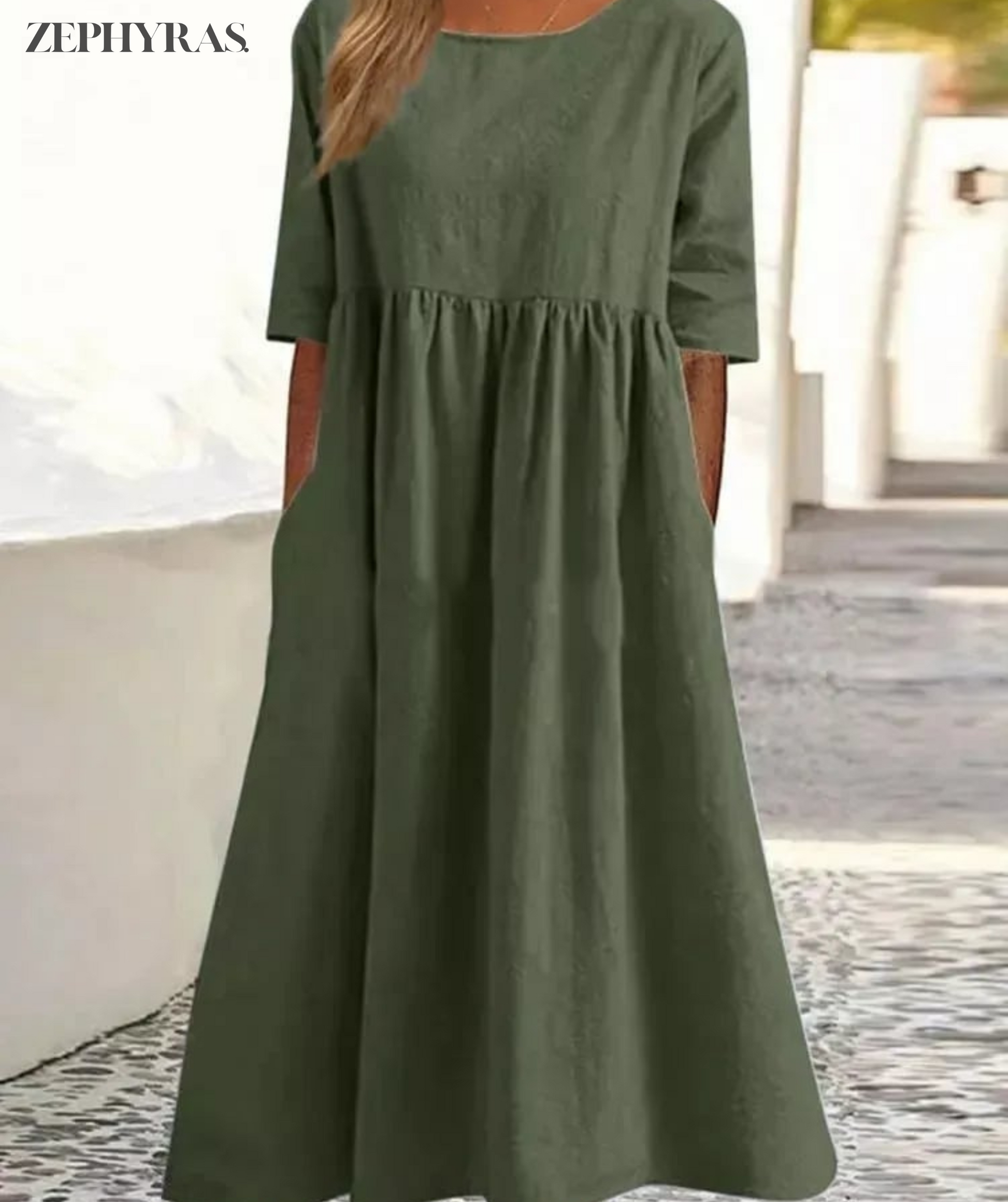 Variant image for Women's Maxi Summer Dress – Elegant V-Neck, Flowy Fit, Lightweight Rayon Blend-33