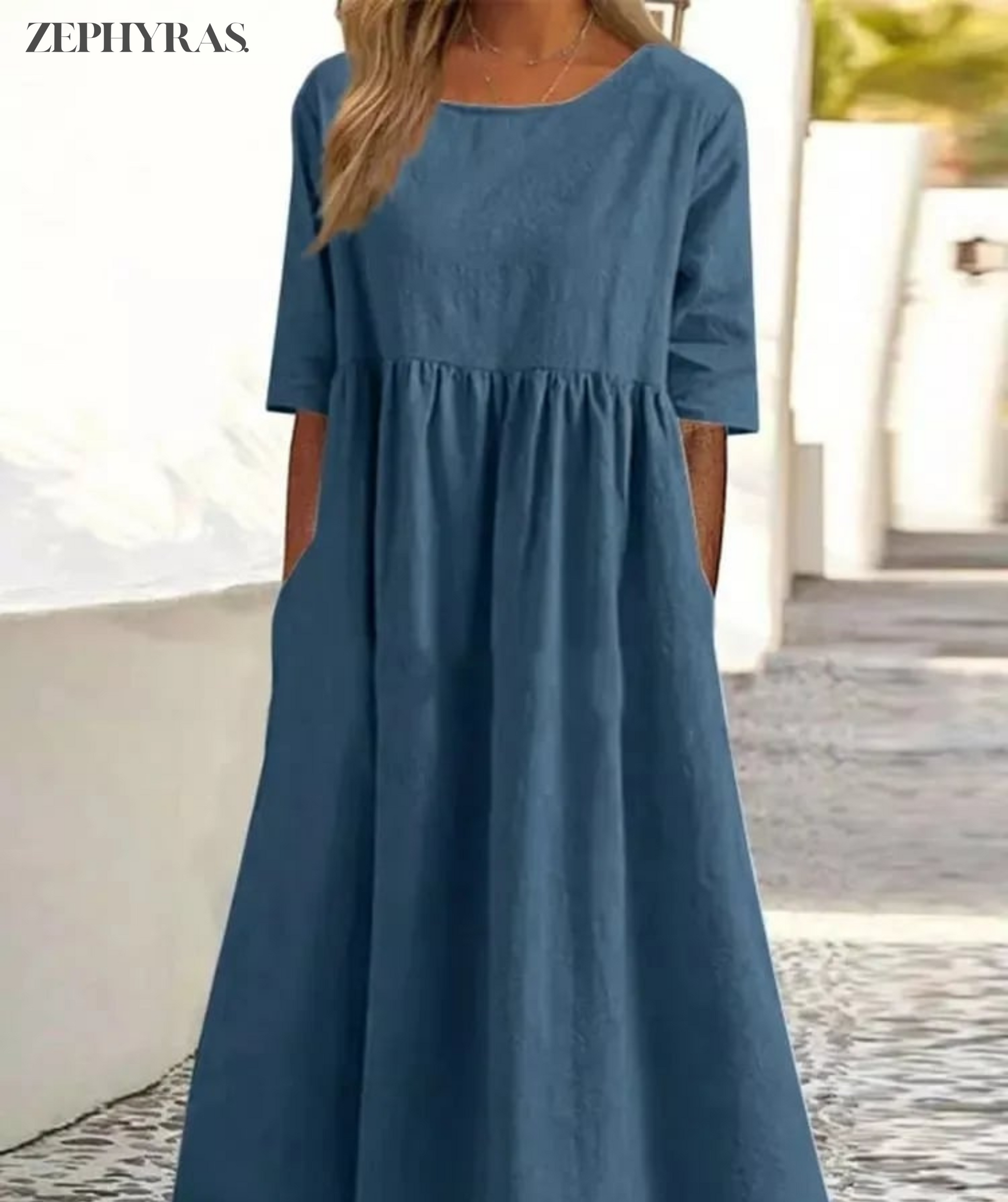 Variant image for Women's Maxi Summer Dress – Elegant V-Neck, Flowy Fit, Lightweight Rayon Blend-41