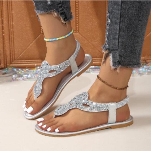 Women's Orthopedic Sandals – Stylish Crystals, Adjustable Fit, Comfort Design