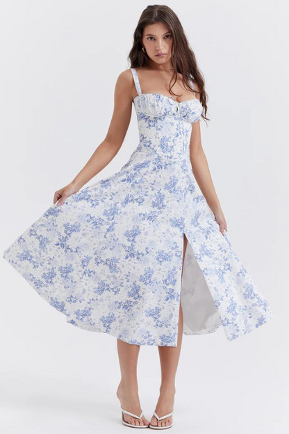 Variant image for Women's Midi Summer Dress – Elegant Fitted Corset, Flowing Skirt, Lightweight Polyester-29